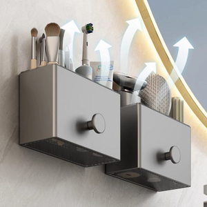 Space Aluminum Wall Mounted Storage Box Bathroom Toiletries Comprehensive Storage Organizer