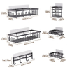 Wrought Iron Bathroom Wall Organizer with No-Punch Installation Sink Hooks and Shelf for Toilet Storage Set of Six