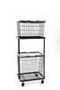 2 Tier Stackable Metal Wire Basket Cart with Rolling Wheels, Utility Rack for Kitchen, Pantry, Garage With 2 Free Baskets
