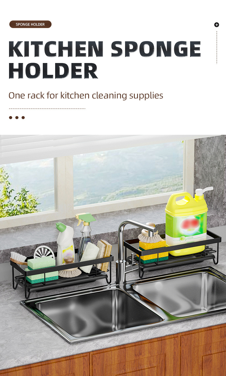 Kitchen Draining Dishwashing Detergent Sponge Rag Storage Rack