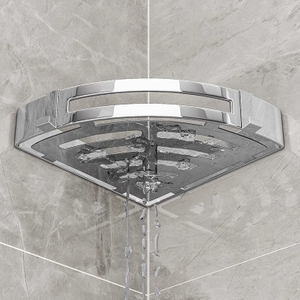 Stainless Steel Bathroom Tripod Multi-Tier Wall Mounted No-Punch Storage Shelf