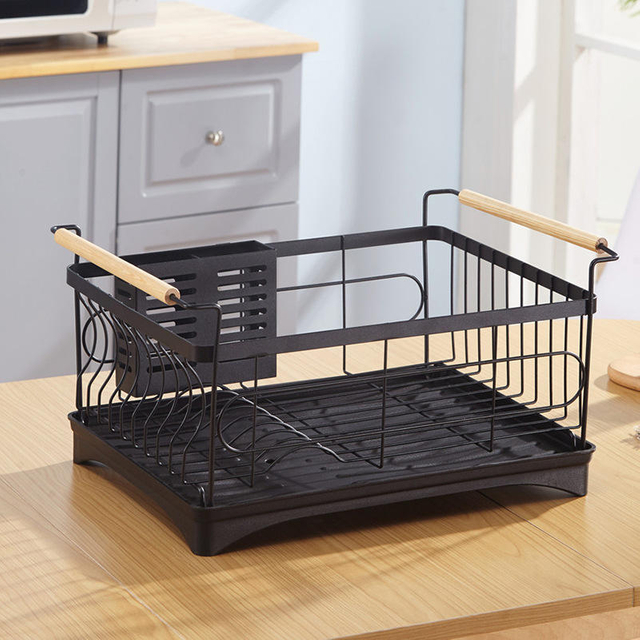 Single-Tier Stainless Steel Kitchen Rack Dish Drainer Tray Sink Drying Standing Type Storage Rack Bowl