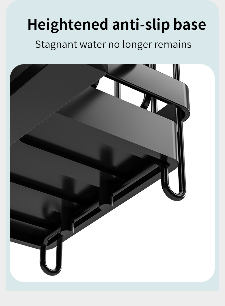 Kitchen Draining Rack Sink Sponge Rag Basket Dishwashing Storage with Adhesive Backed Stickers + Towel Hanging Rods