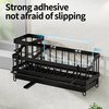 Kitchen Draining Rack Sink Sponge Rag Basket Dishwashing Storage with Adhesive Backed Stickers + Towel Hanging Rods