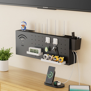 Metal Router Shelf Wall Mount WiFi Router Storage Box Modem Cable Router Cover Organized