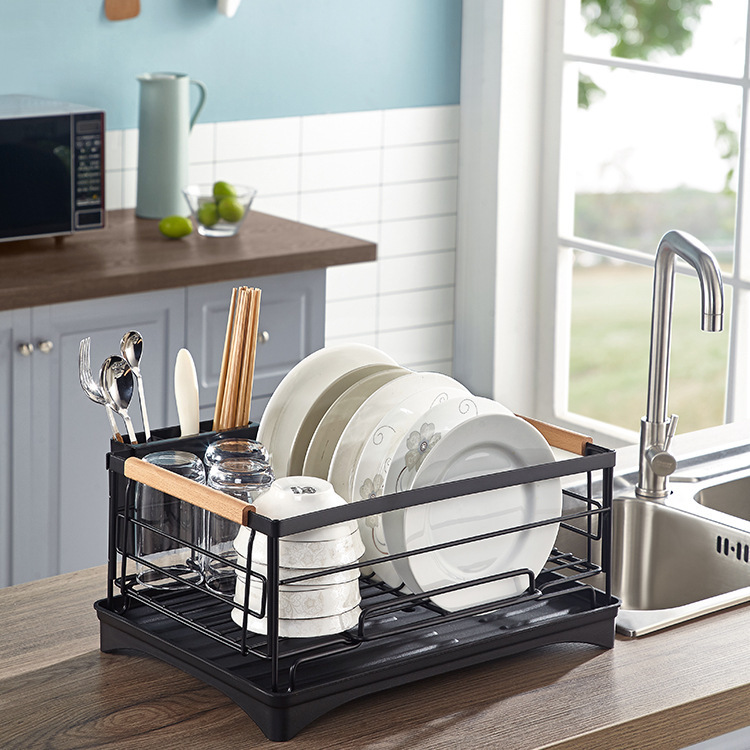 Kitchen Factory Direct Single-Tier Stainless Steel Dish Draining Storage Rack Holder