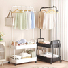 Metal Clothing Racks Freestanding Trolley Coat Rack With Wheels Garment Rack for Storage