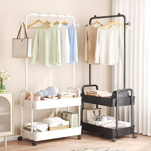 Metal Clothing Racks Freestanding Trolley Coat Rack With Wheels Garment Rack for Storage
