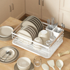 Space-Saving Carbon Steel Dish Drying Rack for Kitchen Countertops Cutlery Holder & Storage for Dishes
