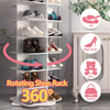 7 Tier Rotating Shoe Rack Tower 360 4 Grids Per Layer Square Shoe Storage Organizer, Fits 28 Pair of Shoe