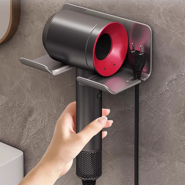 Simple Hair Dryer Holder No-Punch Waterproof Rustproof Adhesive Bathroom Shelf
