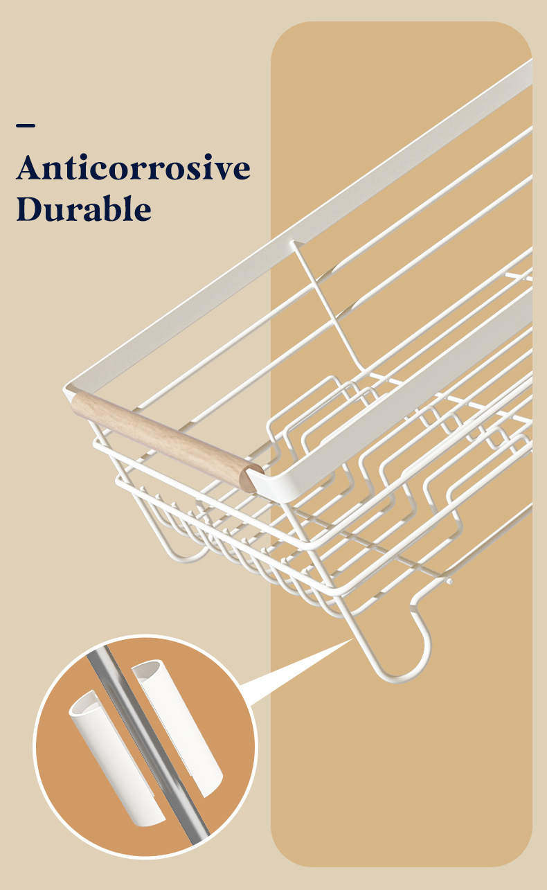 Space-Saving Carbon Steel Dish Drying Rack for Kitchen Countertops Cutlery Holder & Storage for Dishes