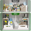 2-Tier Metal Sink Organizer Pull-Out Cabinet Organizer Slide-Out Sink Shelf Standing Type Installation Double Storage Shelves