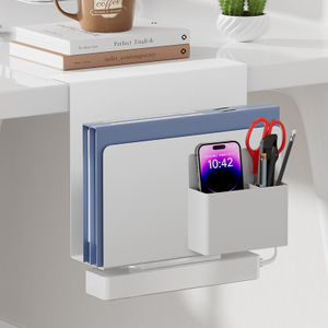 Desk Side Storage Clamp on Side Desk Organizer With Magnetic Pen Holder No Drill Laptop Holder Fits Flat Edge Desk