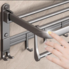 Foldable Towel Shelf with Movable Hooks Rustproof Towel Storage Wall Mount for Bathroom Lavatory