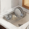 Sink Dish Drainer Rack 304 Stainless Steel Dish Drying Rack Organizer with Stainless Steel Utensil Rack