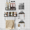 Modern Five-Piece No-Hole Wall-Mounted Bathroom Shelf Set Cross-Border Toiletries Storage Racks OEM Design