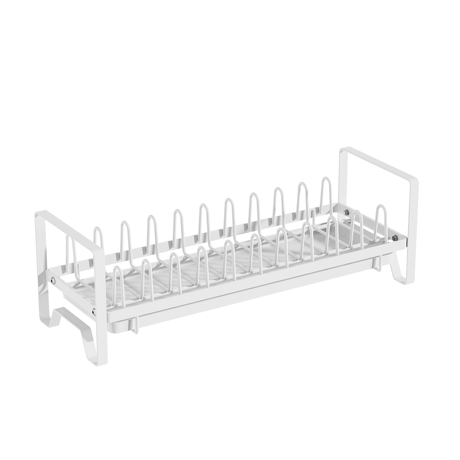Single-Tier Wrought Iron Kitchen Dish Drainer Cabinet Built-In Small Dish Organizer Home Countertop Cupboard Stand Type Window