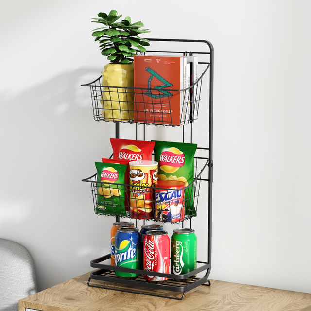 Multi-Layer Wrought Iron Kitchen Shelves Standing Type for Home Water Fruit Vegetable Baskets Snacks Toys Storage