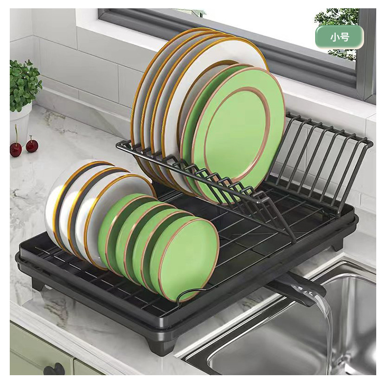 Kitchen Carbon Steel Dishes Drainer Rack Collapsible Countertop Sink Shelf Storage Standing Type Installation Home