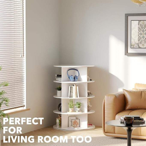 4-Tier White Shoe Rack Storage Round Carousel Vertical Handbag Rotate Closet Organization