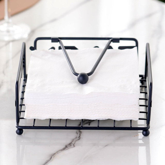 Single-Tier Metal Designer Paper Napkin Holder Standing Type for Sundries Organization