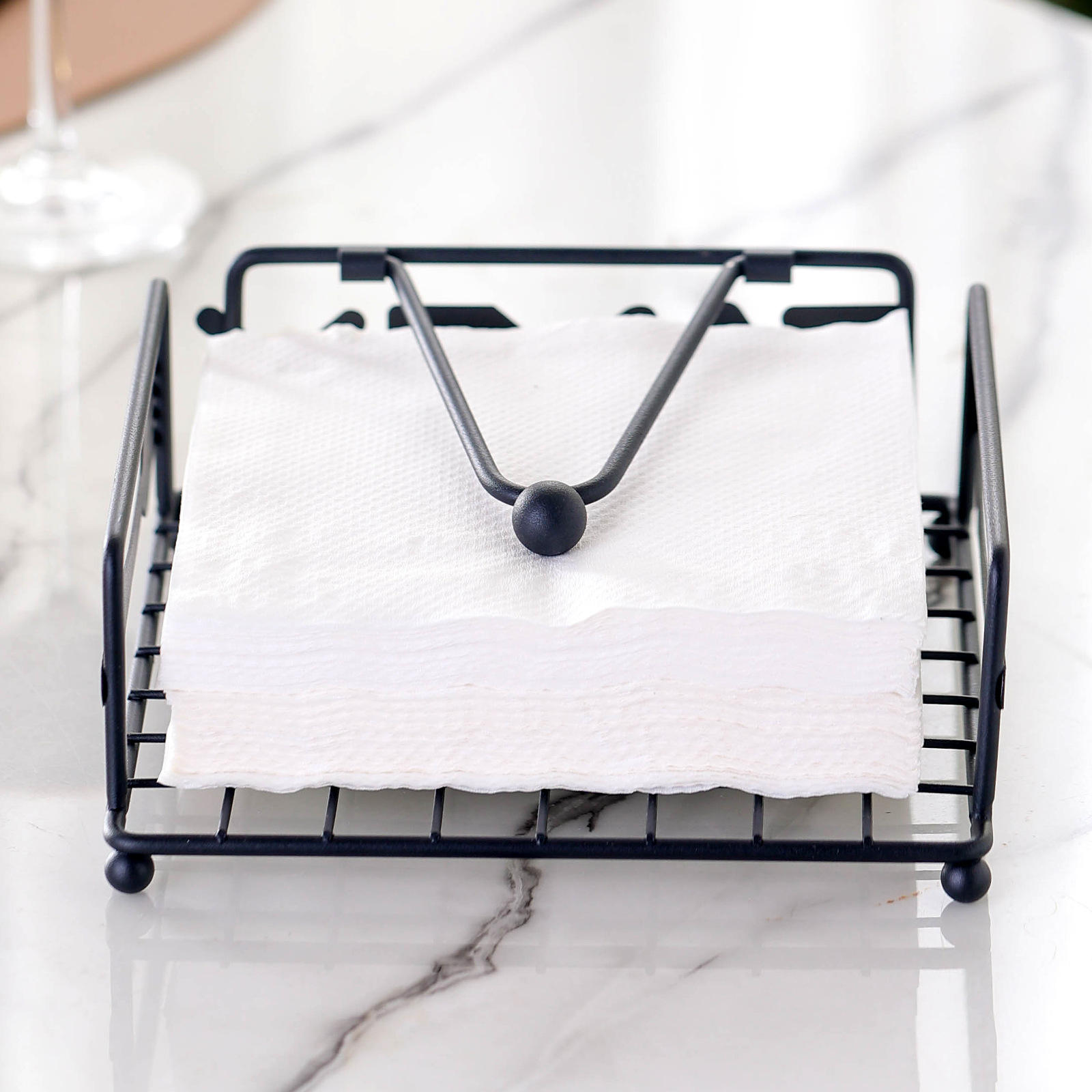Single-Tier Metal Designer Paper Napkin Holder Standing Type for Sundries Organization