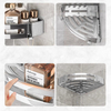 Stainless Steel Bathroom Tripod Multi-Tier Wall Mounted No-Punch Storage Shelf
