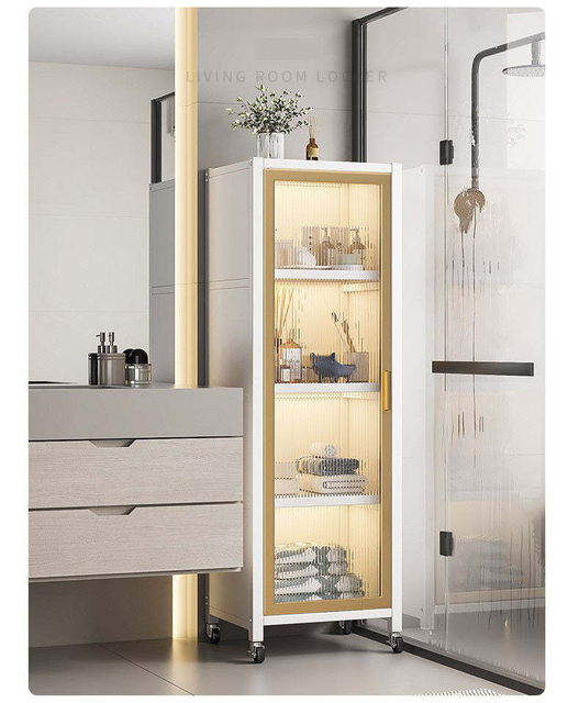 Metal Floor-to-ceiling Clip Storage Cabinet with Wheels Multifunctional Waterproof Storage Cabinet