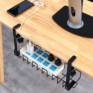 Store Hot Sale No-Punch Metal Shelf Electric Socket Cable Under Table Organizer