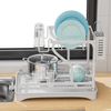 Multifunctional Double-Tier Cutlery Cup Storage Bowl Holder Kitchen Draining Dish Rack for Counter Surface Household Use