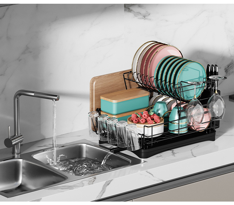 Multifunctional Cross Border Double Dish Drainer Storage Rack Household Kitchen Cup Holder