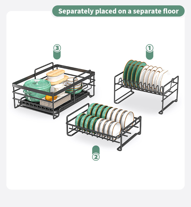 Cross-Border Multi-Functional Kitchen Anti-Rust Countertop Double Draining Bowl Dish Storage Racks