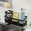 Kitchen Draining Rack Sink Sponge Rag Basket Dishwashing Storage with Adhesive Backed Stickers + Towel Hanging Rods