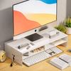 Monitor Stand Riser White 2 Tiers Metal Desk Shelf Computer Screen Stand with Storage for Desktop