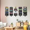 2-Tier Vertical Spine Book Tower Heavy-Duty Metal Bookshelf Home Office Floating Wall Mounted Book Organizers Sundries Storage