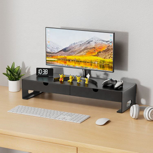 Metal Computer Monitor Booster Stand Office Desktop Computer Drawer Storage Stand
