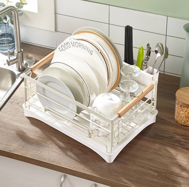 Kitchen Factory Direct Single-Tier Stainless Steel Dish Draining Storage Rack Holder