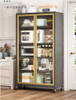 Carbon Steel Mobile Metal Storage Cabinet with Wheels and Doors for Home or Office Filing for Spices and Food Storage